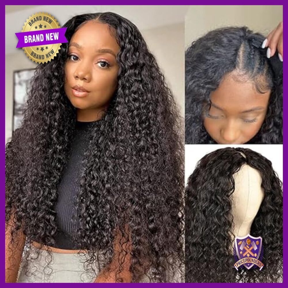 18 Inch Brazilian Human Hair V Part Wig Glueless Curly Wave 180% Density